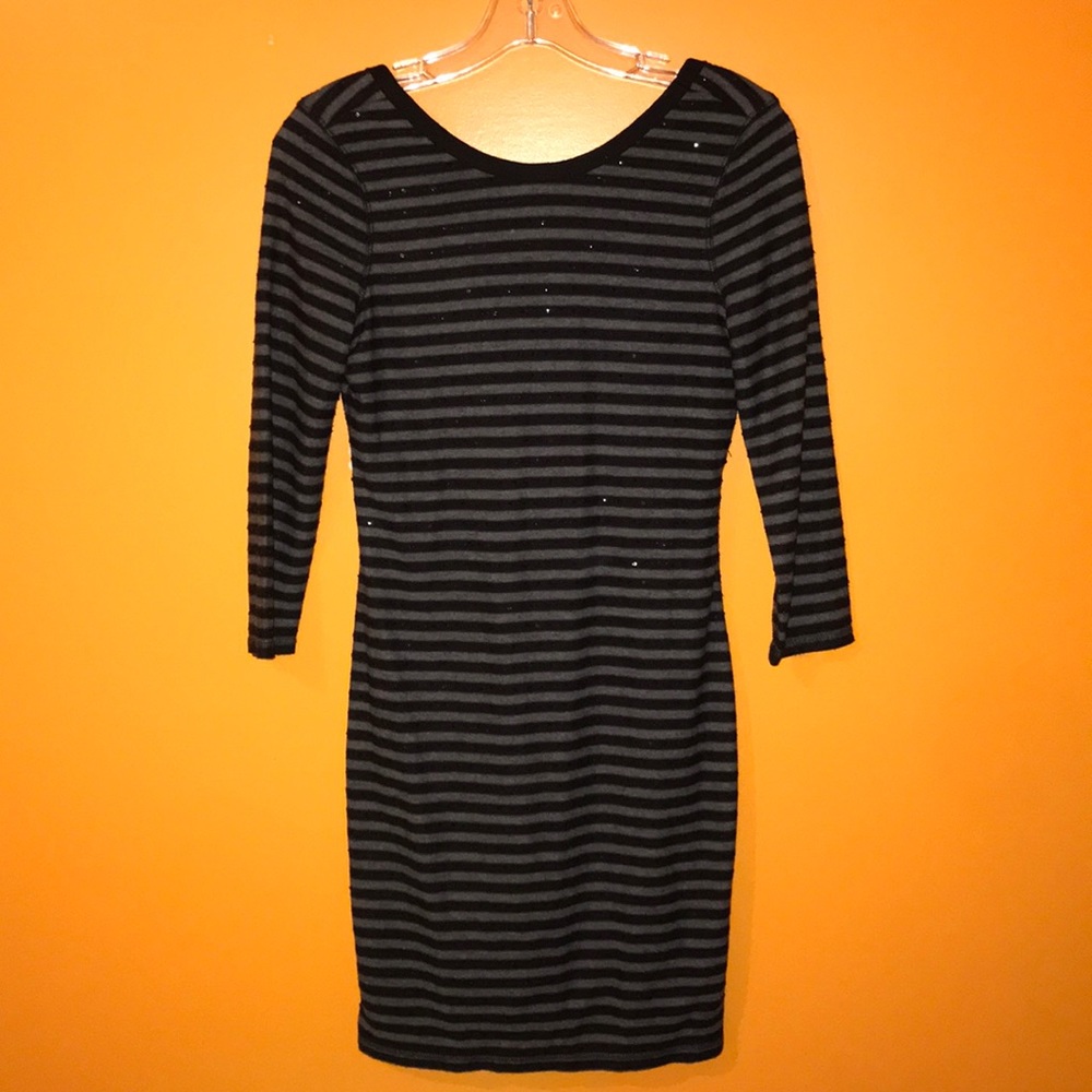 Express XS Scoop-back Striped Sequin Dress